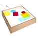 A Whitney Brothers children's wood framed LED light box with colorful squares and rectangles on it.