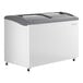 A white Beverage-Air curved top display freezer.