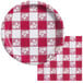 A red and white checkered paper tablecloth.
