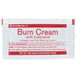 A Medique burn cream packet with red and white packaging.