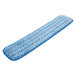 A blue and white Rubbermaid wet mop pad with a hook and loop.