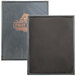 A close up of a black leather H. Risch, Inc. menu cover.