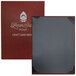 A grey rectangular menu cover with a red frame and customizable insert.