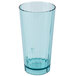 An azure blue Cambro plastic tumbler with a clear bottom.