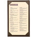 A Menu Solutions Water Street wicker menu cover with a white rectangular background and black lines.