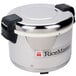 A Town stainless steel commercial rice warmer with lid.