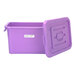 A purple plastic container with a lid.