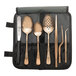 A Mercer Culinary rose gold plating set in a case with utensils.