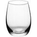 An Acopa stemless wine glass with a clear glass and a black band.