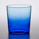 An Arcoroc blue glass with a rim.