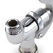 A chrome T&S Squeeze Valve with a Quick Connect socket attached to a hose.