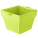 A lime green square container with a handle.