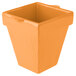 A Tablecraft orange square pot with a lid.