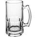 A case of 12 clear glass beer mugs with handles.