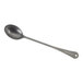 A Barfly stainless steel measuring spoon with a black handle.