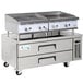 Cooking Performance Group 24GMCRBNL 24 inch Gas Griddle and Gas Radiant Charbroiler with 52 inch, 2 Drawer Refrigerated Chef Base - 140,000 BTU