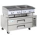 Cooking Performance Group 24GMCRBNL 24" Gas Griddle and Gas Radiant Charbroiler with 52", 2 Drawer Refrigerated Chef Base - 140,000 BTU