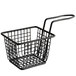 A black wire rectangular mini fry basket with a handle.