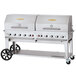 Crown Verity CV-MCB-72-SI50/100-RDP Liquid Propane 72" Mobile Outdoor Grill with Single Gas Connection, 50-100 lb. Tank Capacity, and Roll Dome Package Main Thumbnail 1