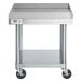 A Regency stainless steel equipment stand with casters and an undershelf.