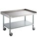 A Regency stainless steel equipment stand with casters.