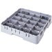 A Cambro soft gray plastic cup rack with 20 compartments.