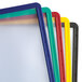 A group of colorful plastic dividers including yellow, red, green, and blue panels.
