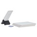 A Durable SHERPA gray desktop reference system with white rectangular cards in it.