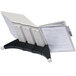 A white rectangular Durable Sherpa desktop reference system with papers inside.