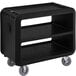 A black plastic Cambro service cart with wheels.