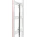 A white rectangular hand truck with dual handles and black vertical straps.