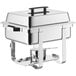 A Choice stainless steel chafer with a lid on a counter.