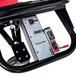 A black and red Magliner motorized hand truck with a power supply panel.