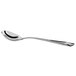 A Reserve by Libbey stainless steel bouillon spoon with a silver handle.