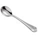 A Reserve by Libbey stainless steel bouillon spoon with a silver handle and spoon.