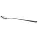A silver Reserve by Libbey stainless steel iced tea spoon with a long metal handle.