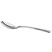 A Reserve by Libbey stainless steel dessert spoon with a curved metal handle.