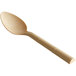A close-up of a Design Specialties almond polycarbonate teaspoon with a handle.