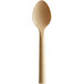 A Design Specialties almond polycarbonate teaspoon with a handle and a spoon end.