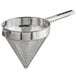 A stainless steel Choice 10" Coarse China Cap Strainer with a handle.