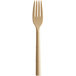 A close up of a Design Specialties almond polycarbonate fork with a black handle.