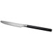 A Reserve by Libbey stainless steel dinner knife with a black handle.