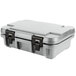 A grey plastic Cambro Ultra Pan Carrier with black handles.