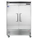A Turbo Air Super Deluxe stainless steel reach-in refrigerator with two doors.