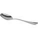 An Acopa Vernon stainless steel bouillon spoon with a silver handle on a white background.