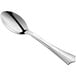 A Visions heavy weight silver plastic spoon with a flared handle.