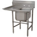 A stainless steel Advance Tabco one compartment pot sink with a left drainboard.