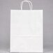 Small 10" x 5" x 13" White Paper Shopping Bag with Handles - 250/Bundle Main Thumbnail 3