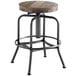 Lancaster Table & Seating Screw Top Adjustable Height Clear Coat Barstool with Driftwood Seat Main Thumbnail 3