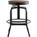 Lancaster Table & Seating Screw Top Adjustable Height Black Barstool with Antique Walnut Seat Main Thumbnail 3